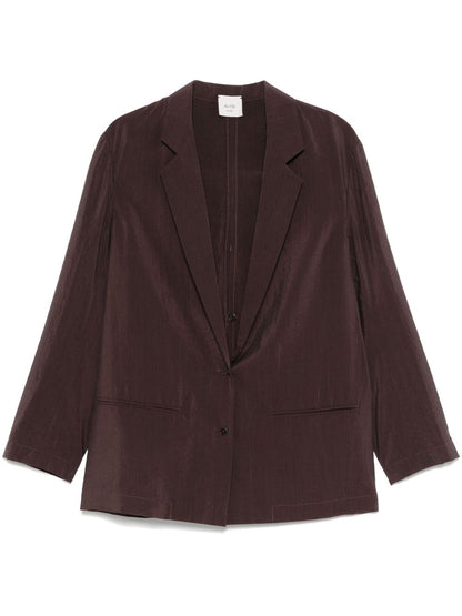 Silk blend single-breasted blazer jacket