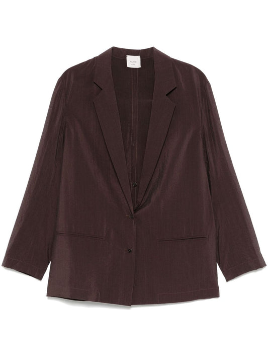 Silk blend single-breasted blazer jacket