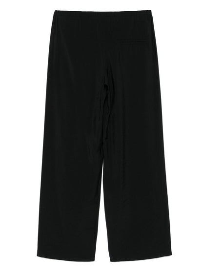 Cotton blend wide-leg trousers