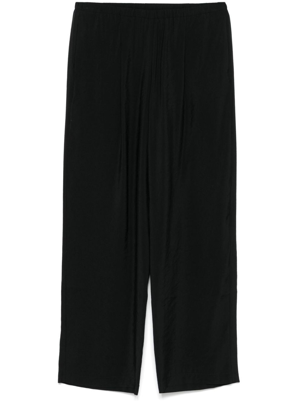 Cotton blend wide-leg trousers