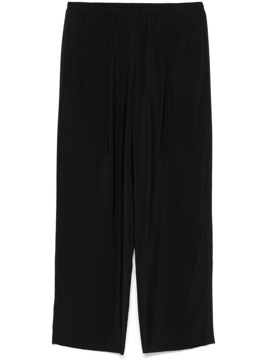 Cotton blend wide-leg trousers