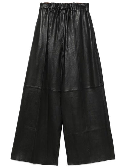 Leather wide-leg trousers