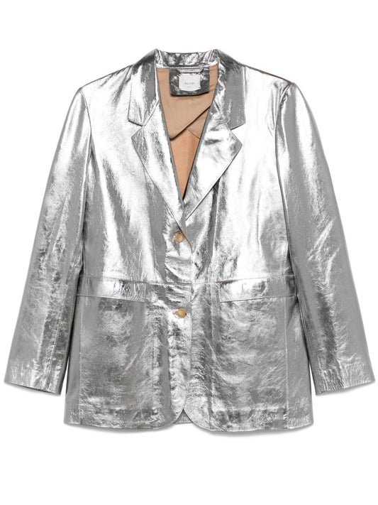 Leather single-breasted blazer jacket