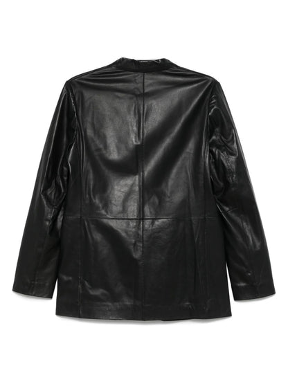 Leather single-breasted blazer jacket