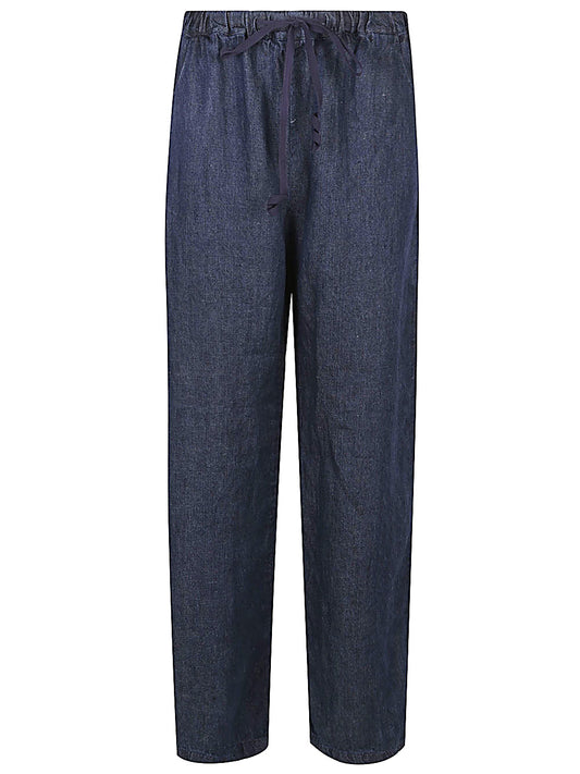 Linen striagh-leg trousers