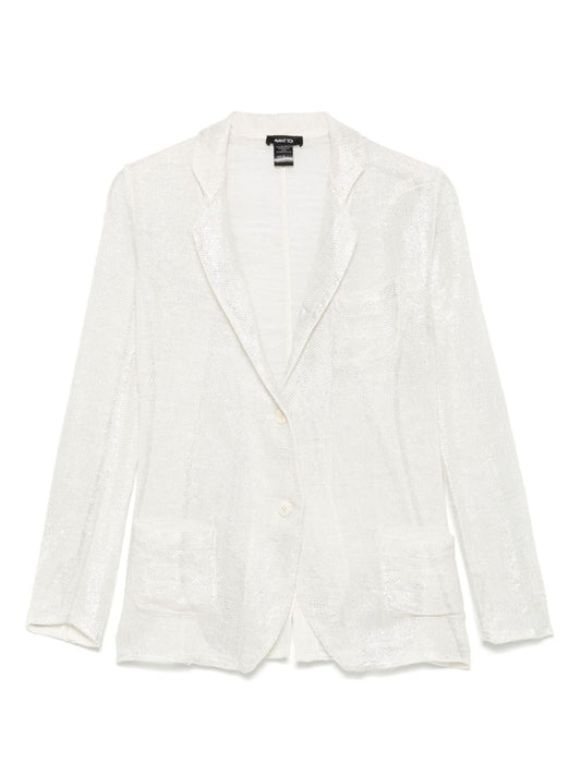 Linen blend single-breasted jacket