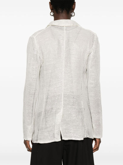 Linen blend single-breasted jacket