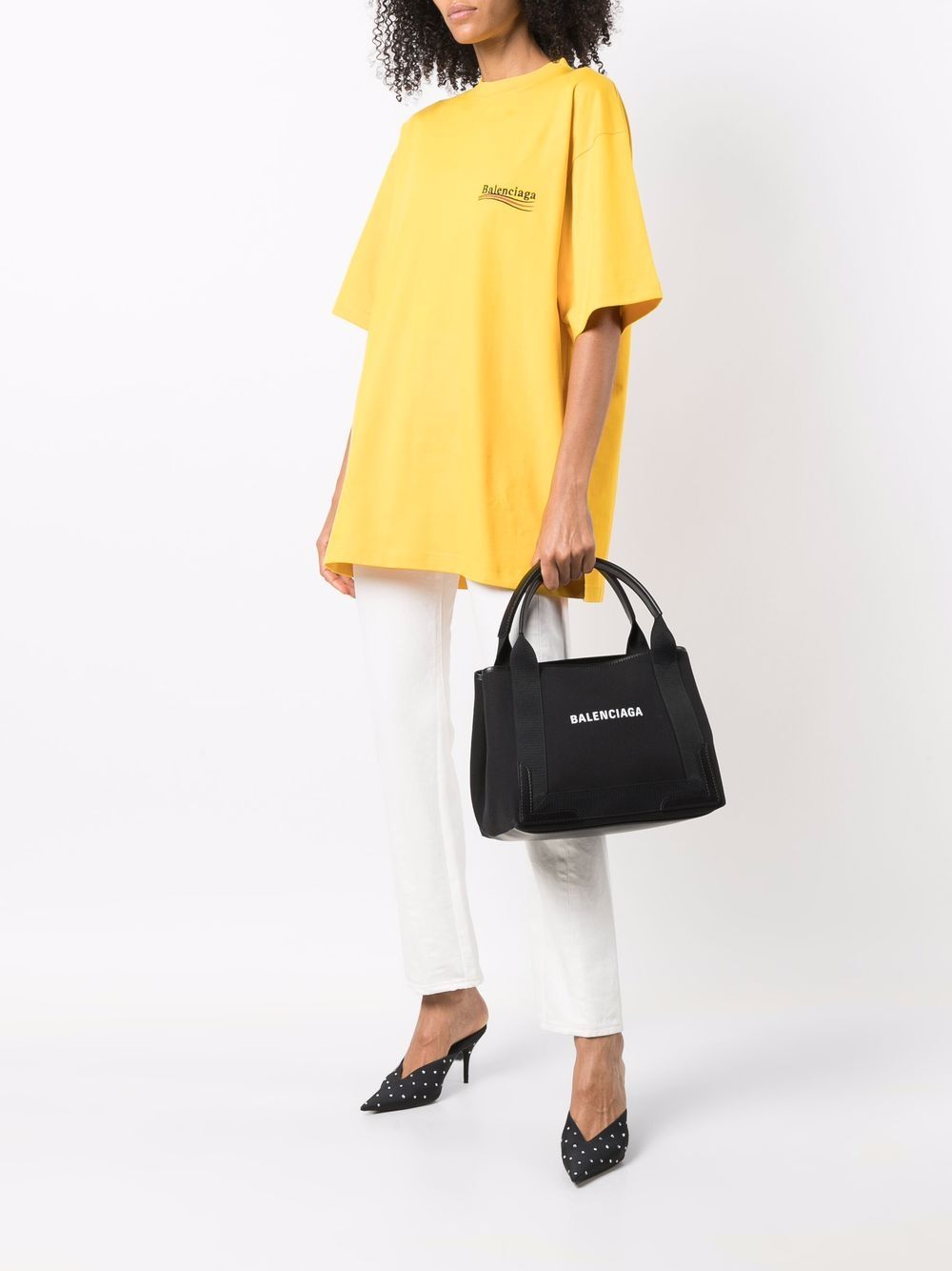Navy cabas small canvas tote bag