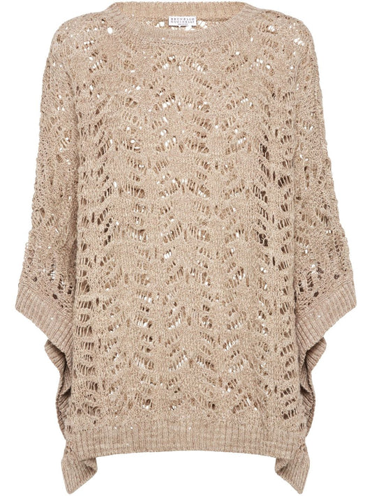 Linen blend boat-neck sweater