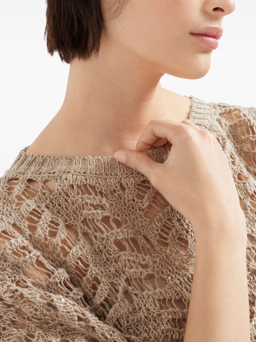Linen blend boat-neck sweater
