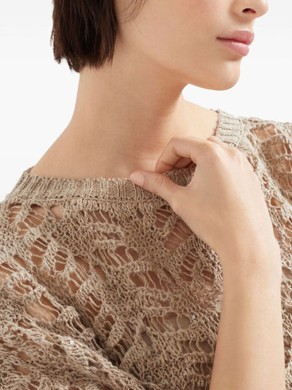 Linen blend boat-neck sweater