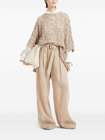 Linen blend boat-neck sweater