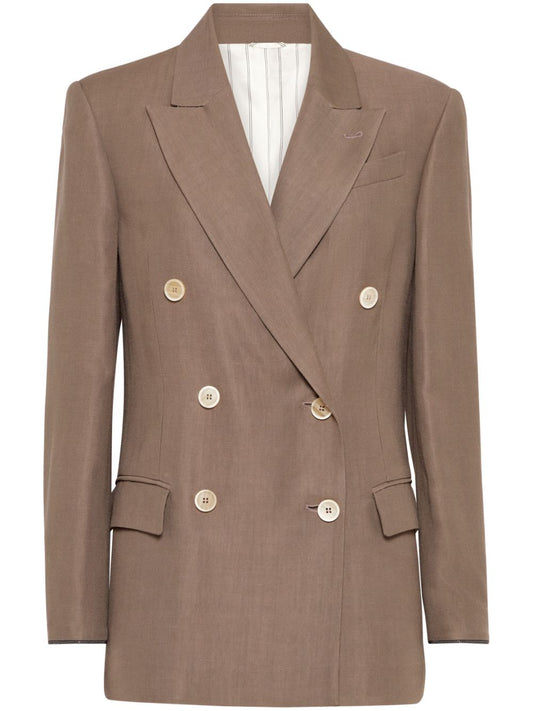 Linen blend double-breasted jacket