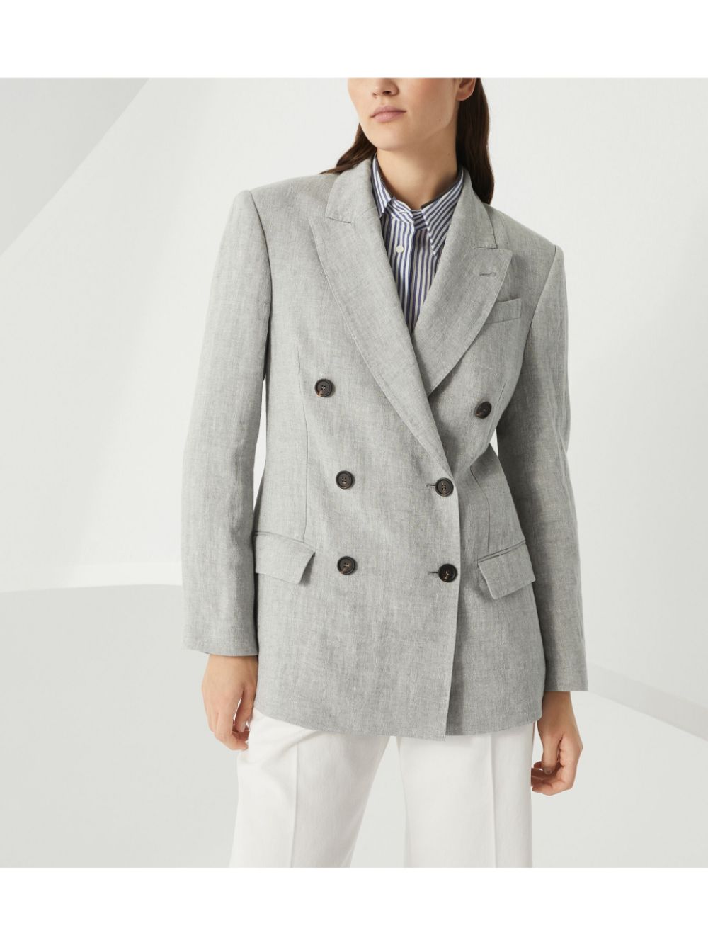 Linen double-breasted jacket