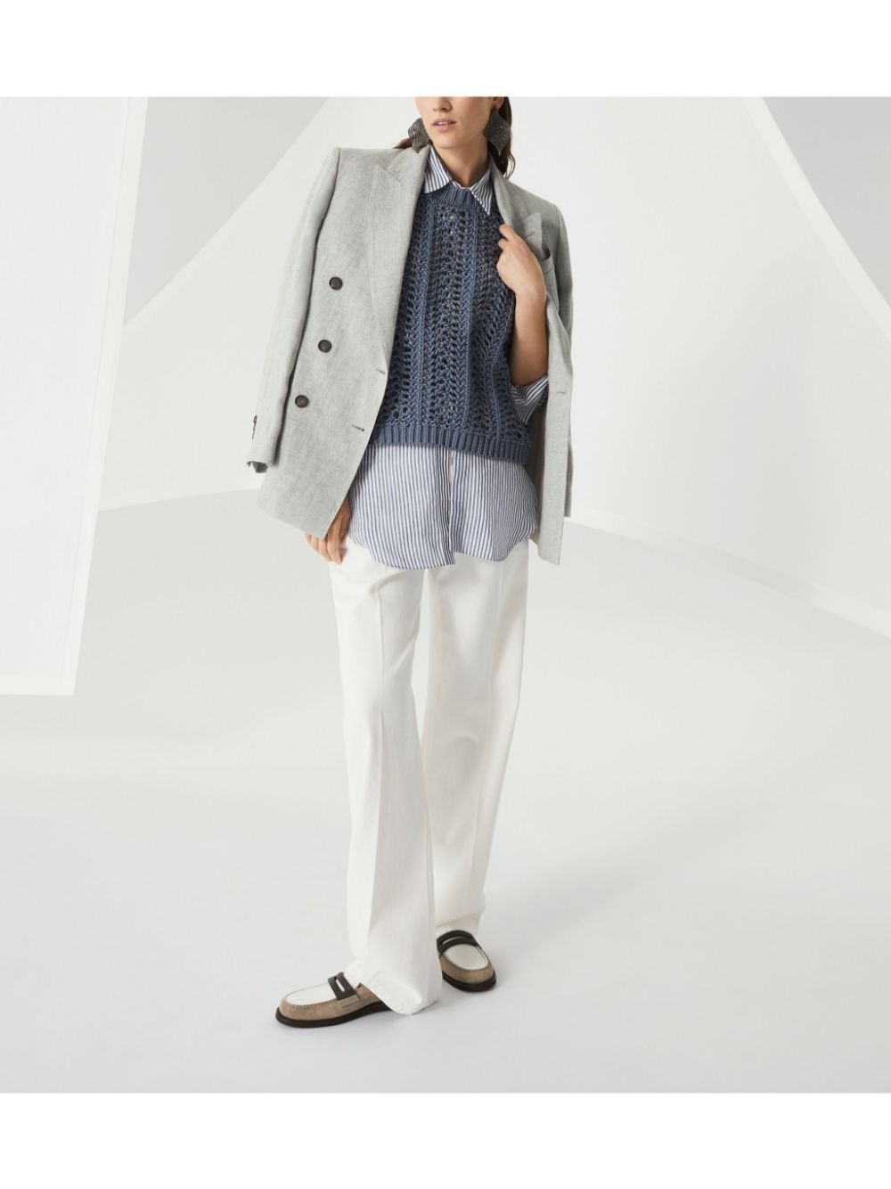 Linen double-breasted jacket