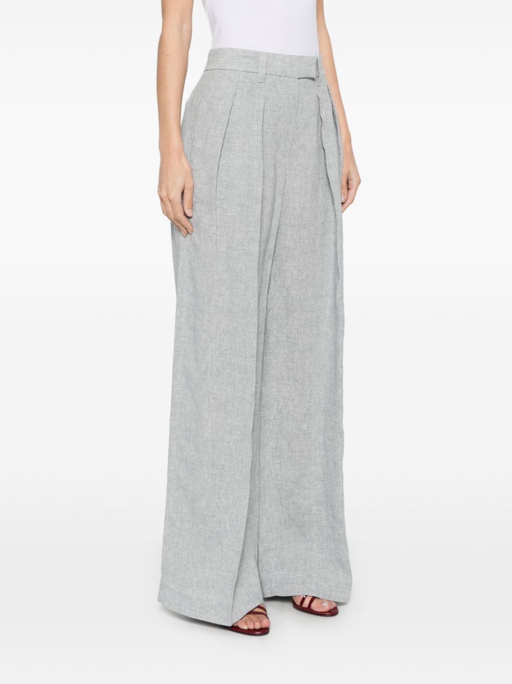 Linen wide-leg trousers