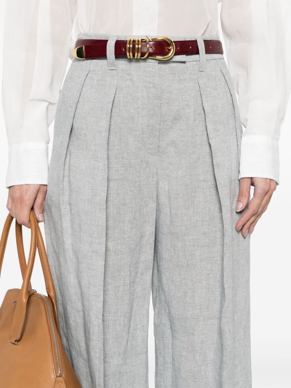 Linen wide-leg trousers