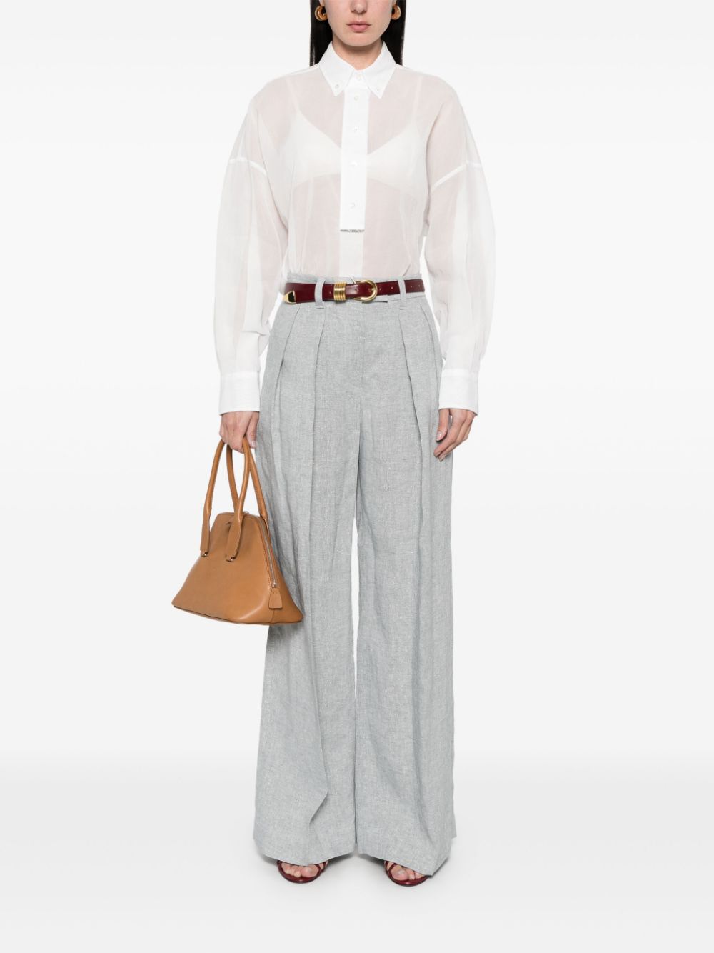 Linen wide-leg trousers