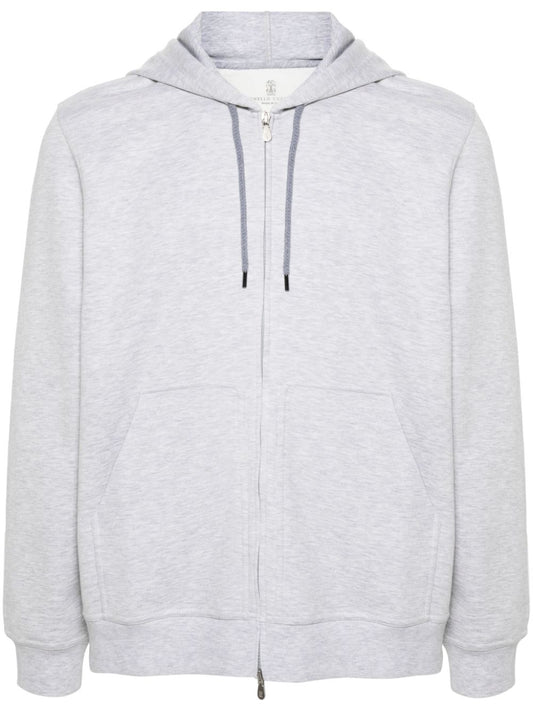 Cotton blend zipped hoodie