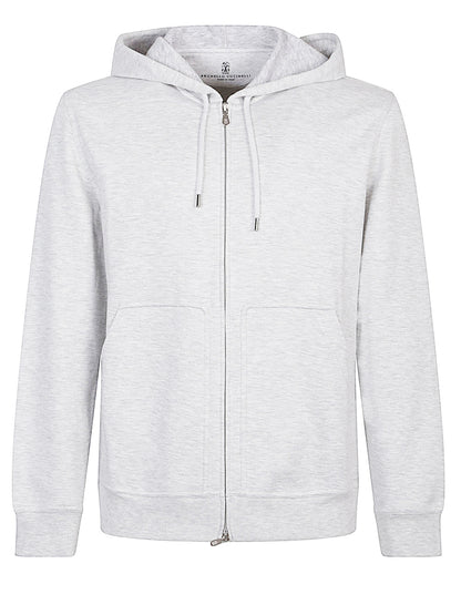 Cotton blend zipped hoodie