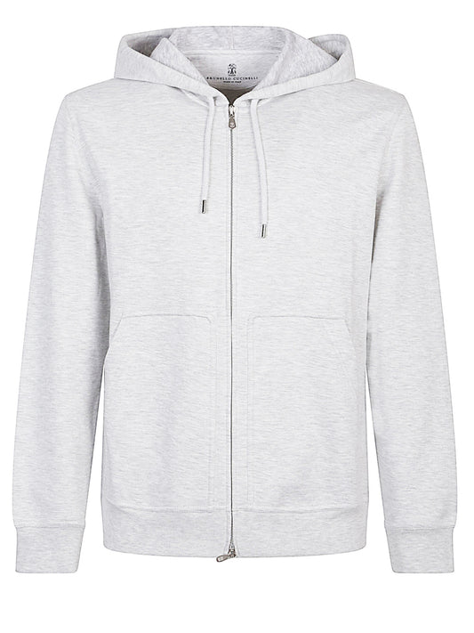 Cotton blend zipped hoodie