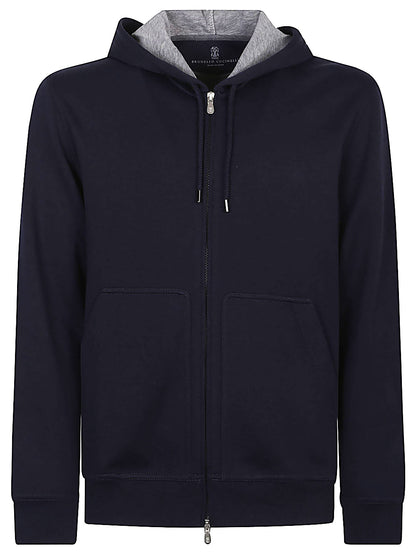 Cotton blend zipped hoodie