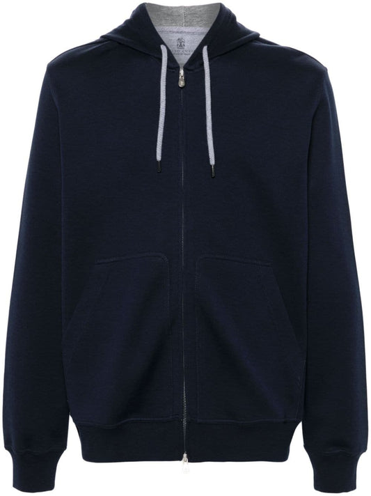 Cotton blend zipped hoodie