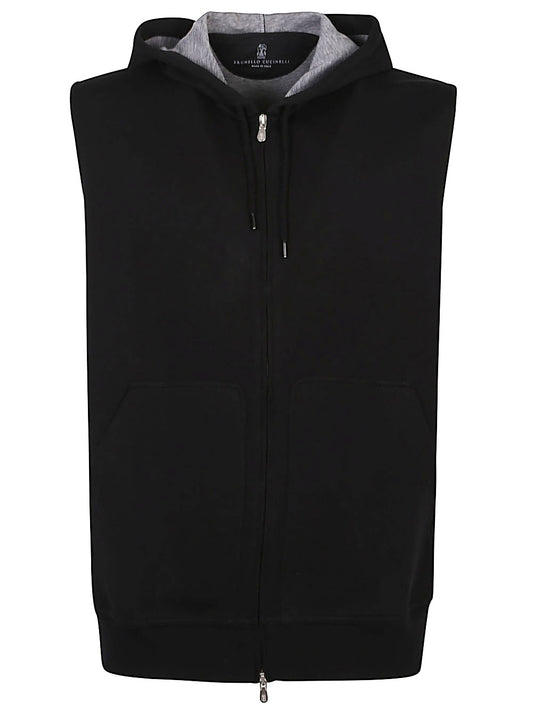 Cotton blend sleeveless hooodie