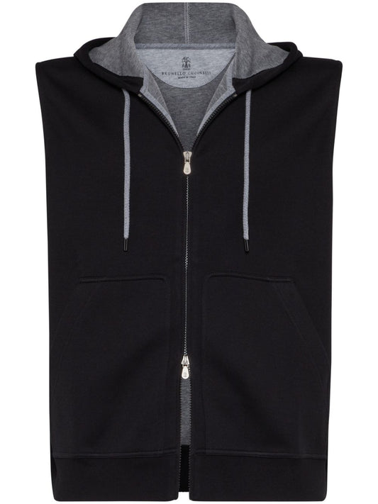 Cotton blend sleeveless hooodie