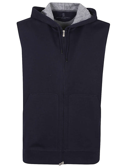 Cotton blend sleeveless hooodie
