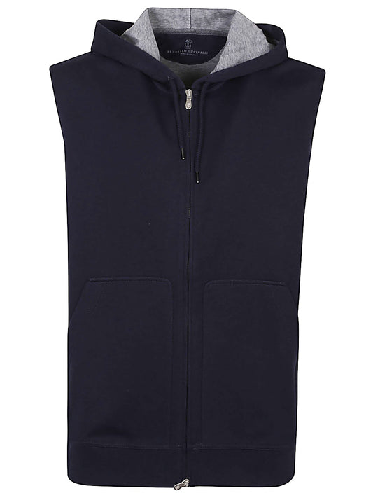 Cotton blend sleeveless hooodie
