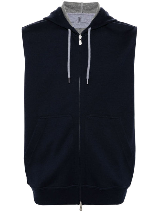 Cotton blend sleeveless hooodie