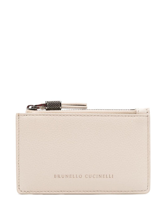 Leather zipped pouch