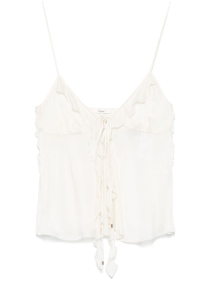 Ruffled silk top