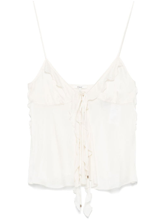 Ruffled silk top