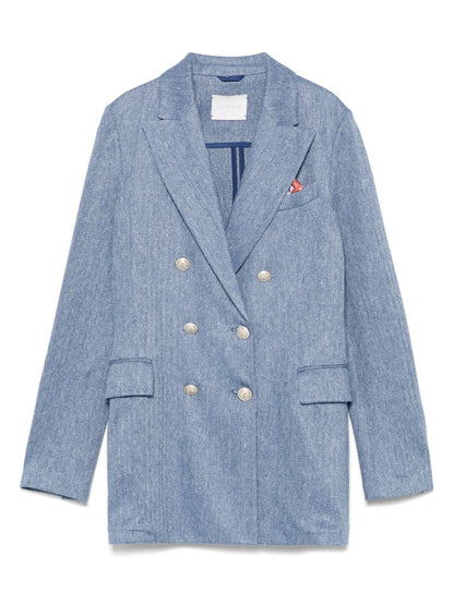Linen and cotton double-breasted jacket