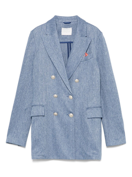 Linen and cotton double-breasted jacket