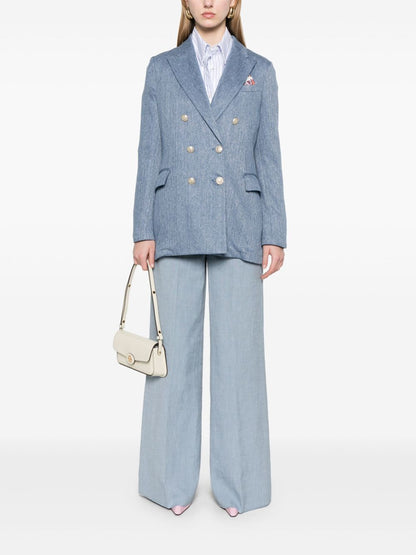 Linen and cotton double-breasted jacket