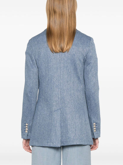 Linen and cotton double-breasted jacket