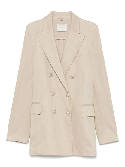 Linen and cotton double-breasted jacket