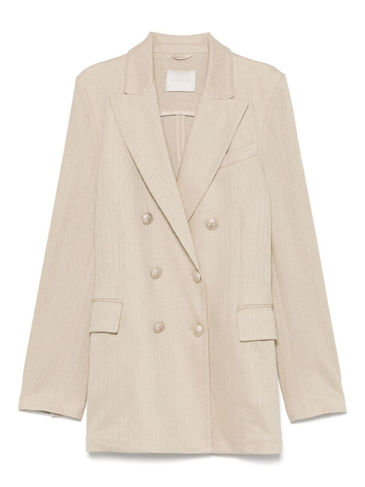 Linen and cotton double-breasted jacket