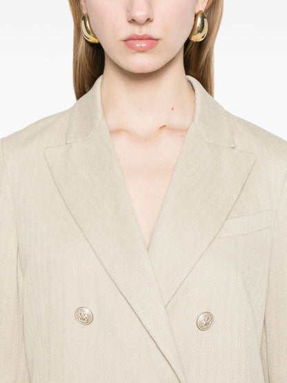 Linen and cotton double-breasted jacket