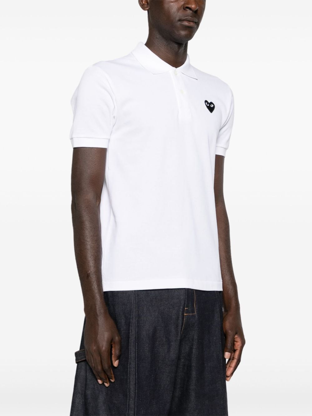 Black heart cotton polo shirt