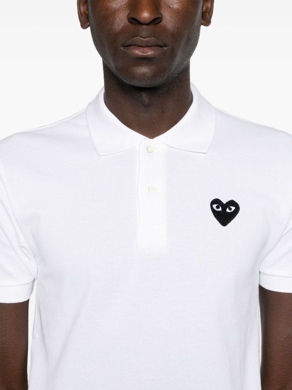 Black heart cotton polo shirt