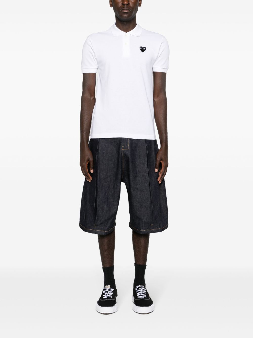 Black heart cotton polo shirt