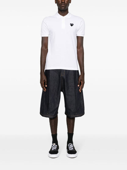 Black heart cotton polo shirt