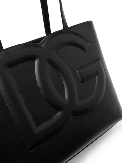 Dg logo small leather tote bag