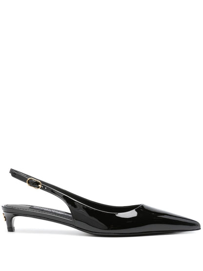 Patent leather slingback pumps