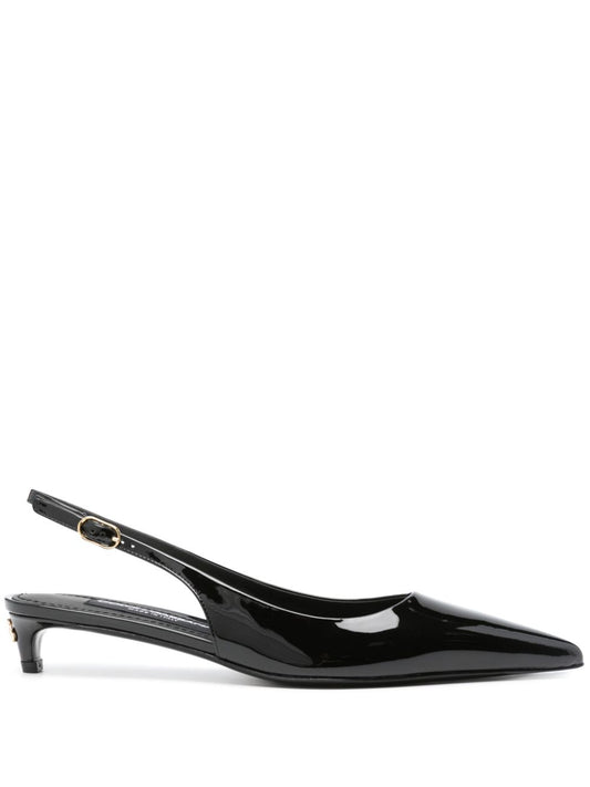 Patent leather slingback pumps