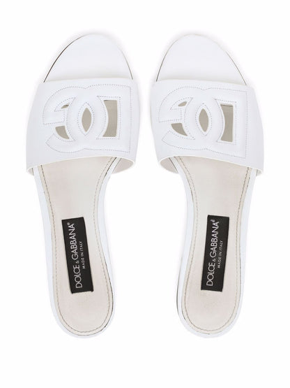 Dg logo leather flat sandals